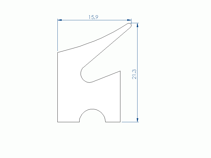 Perfil de Silicona P268NO - formato tipo Labiado - forma irregular