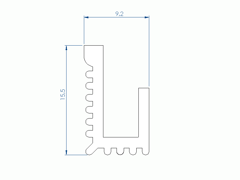 Perfil de Silicona P268NP - formato tipo U - forma irregular