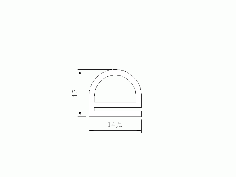 Perfil de Silicona P2795A - formato tipo e - forma irregular