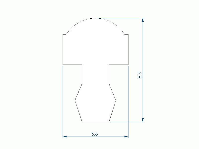 Perfil de Silicona P2851CE - formato tipo T - forma irregular