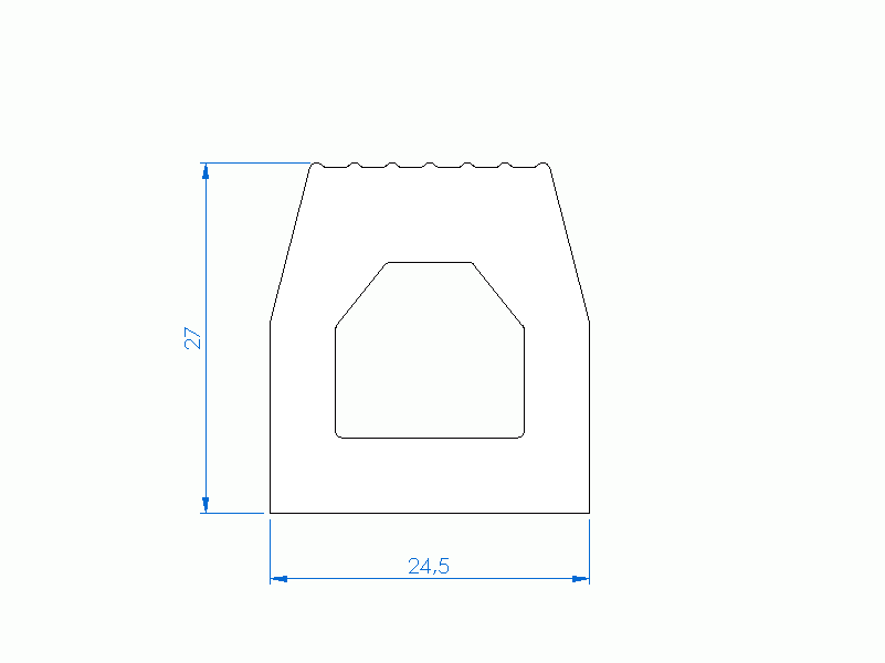 Perfil de Silicona P2851F - formato tipo Trapecio - forma irregular