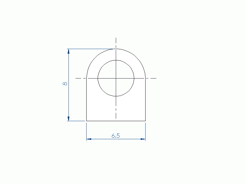 Perfil de Silicona P2851GM - formato tipo D - forma irregular