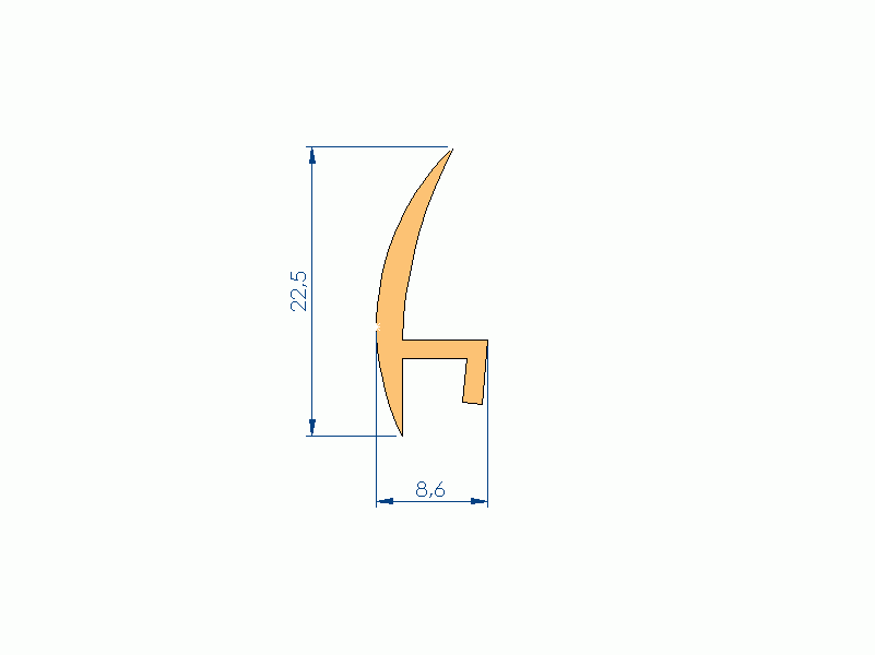 Perfil de Silicona P2851HY - formato tipo U - forma irregular