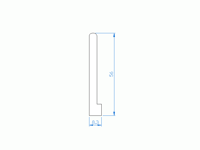 Perfil de Silicona P2851I - formato tipo L - forma irregular