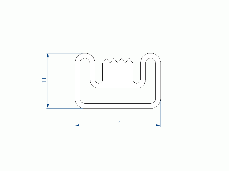 Perfil de Silicona P2851IM - formato tipo D - forma irregular