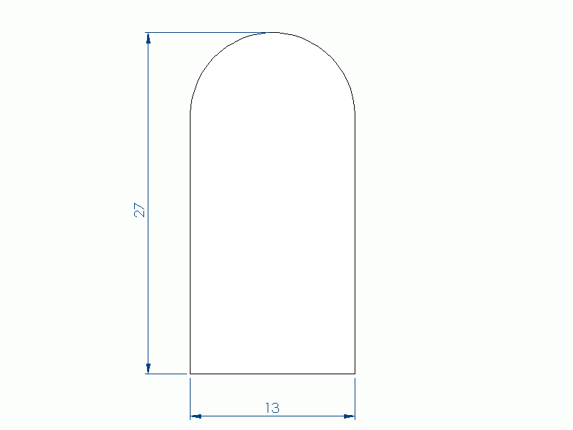 Perfil de Silicona P2851JR - formato tipo D - forma irregular