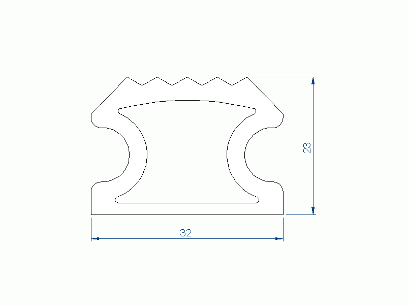 Perfil de Silicona P2851KG - formato tipo D - forma irregular