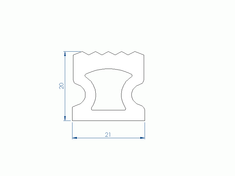 Perfil de Silicona P2851L - formato tipo Trapecio - forma irregular