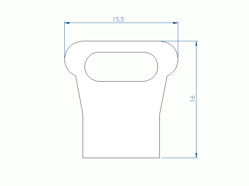 Perfil de Silicona P2851M - formato tipo T - forma irregular