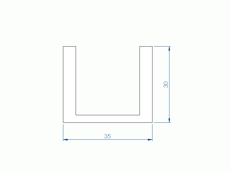 Perfil de Silicona P2851NF - formato tipo U - forma irregular