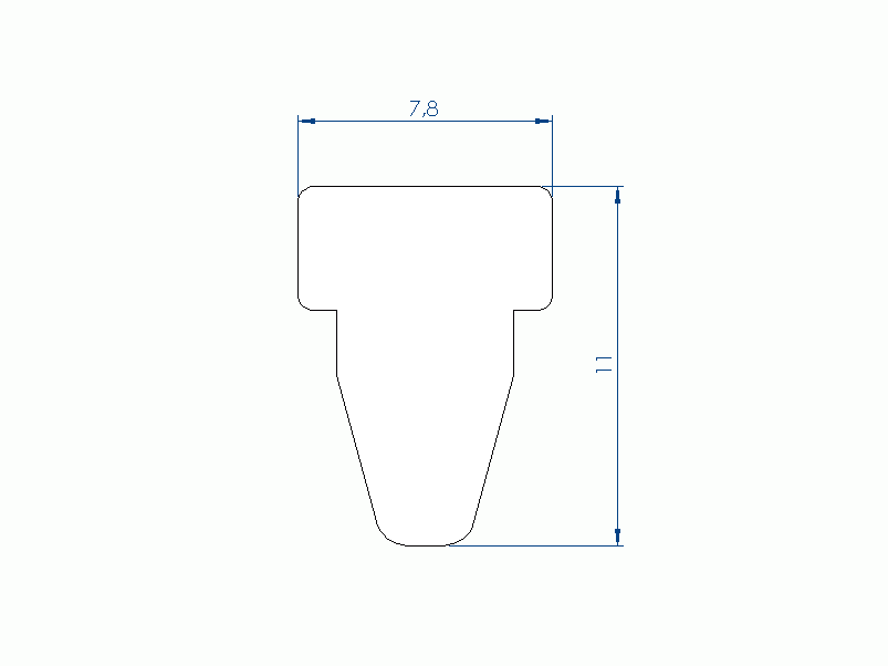 Perfil de Silicona P2851NL - formato tipo T - forma irregular