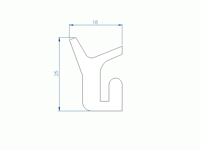 Perfil de Silicona P2851OA - formato tipo Cuernos - forma irregular