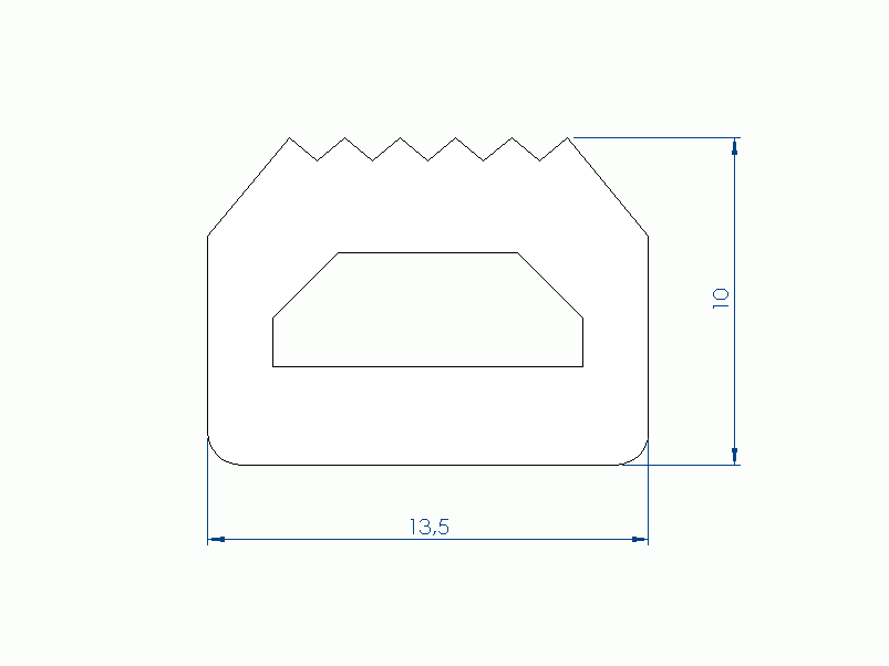 Perfil de Silicona P2851OE - formato tipo D - forma irregular