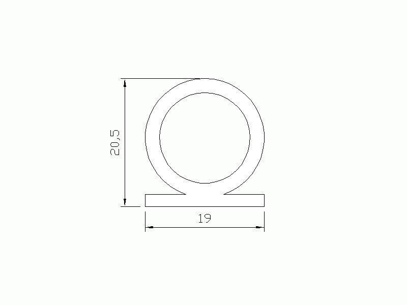 Perfil de Silicona P292A - formato tipo Perfil de Silicona plano con Burbuja - forma irregular