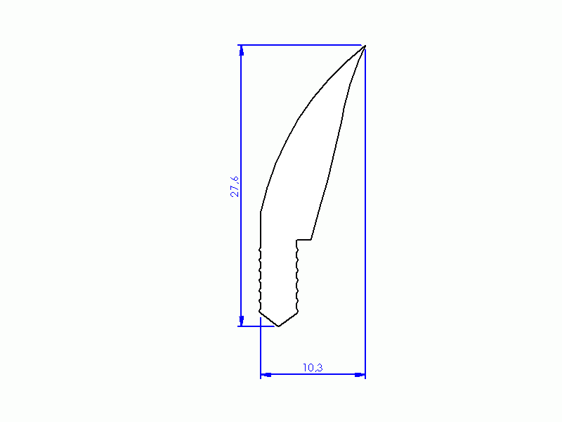 Perfil de Silicona P3068 - formato tipo Labiado - forma irregular