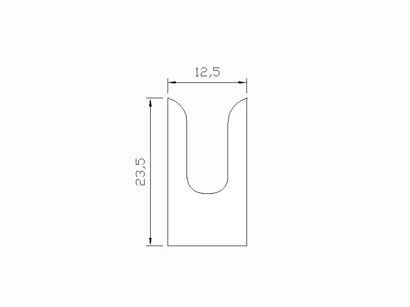 Perfil de Silicona P309A - formato tipo U - forma irregular