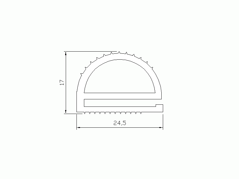 Perfil de Silicona P31 - formato tipo e - forma irregular