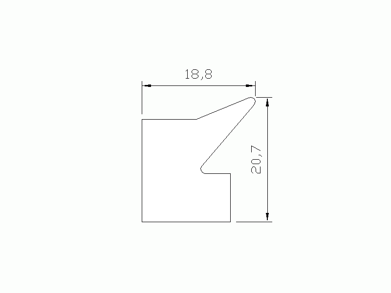 Perfil de Silicona P320B - formato tipo Labiado - forma irregular