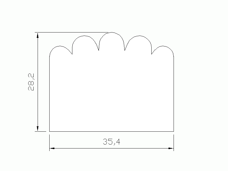 Perfil de Silicona P326A - formato tipo D - forma irregular