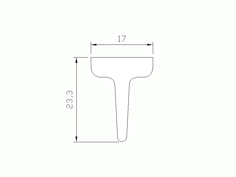 Perfil de Silicona P330A - formato tipo T - forma irregular