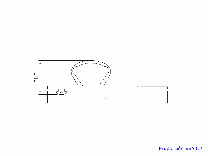 Perfil de Silicona P35AA - formato tipo Perfil de Silicona plano con Burbuja - forma irregular