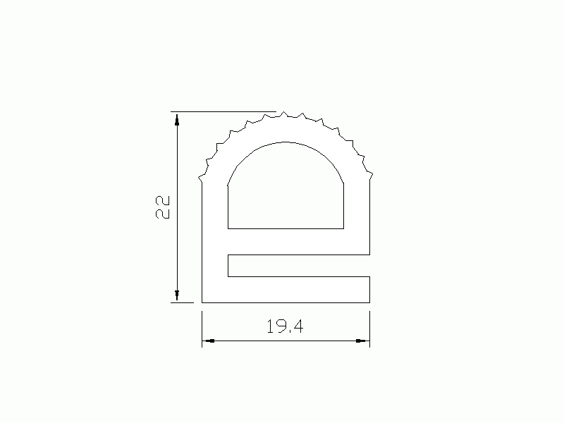 Perfil de Silicona P369A - formato tipo e - forma irregular