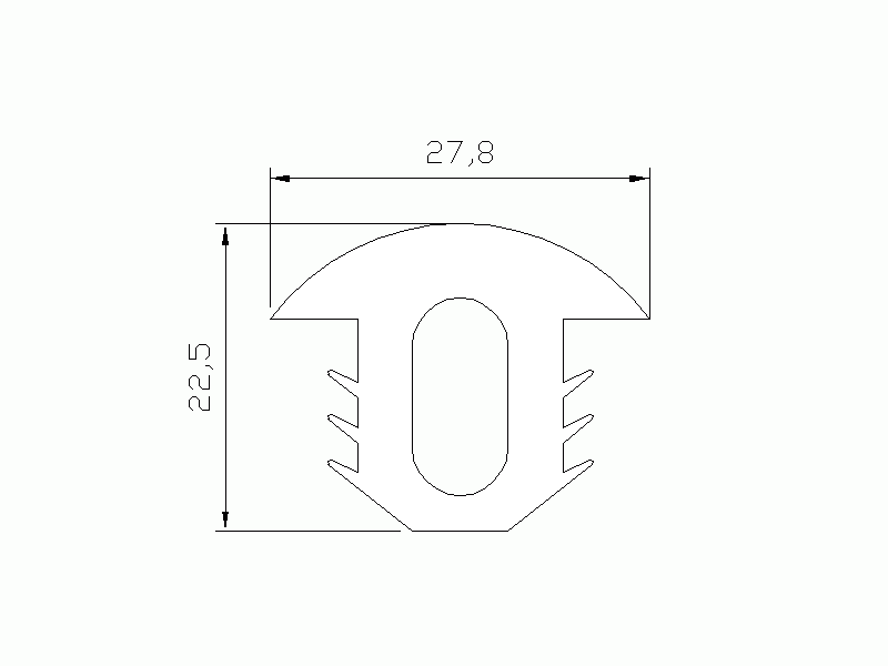 Perfil de Silicona P378A - formato tipo T - forma irregular