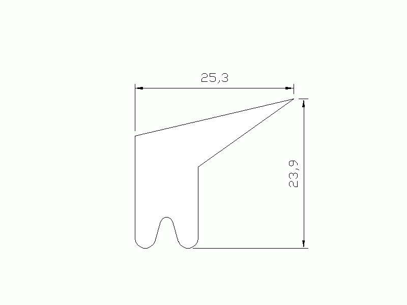 Perfil de Silicona P37Q - formato tipo Labiado - forma irregular