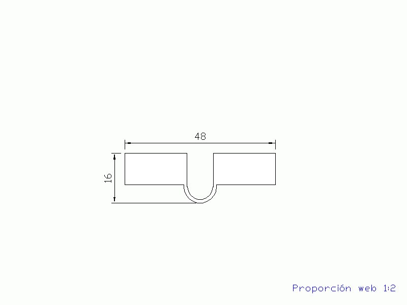 Perfil de Silicona P3978A - formato tipo U - forma irregular