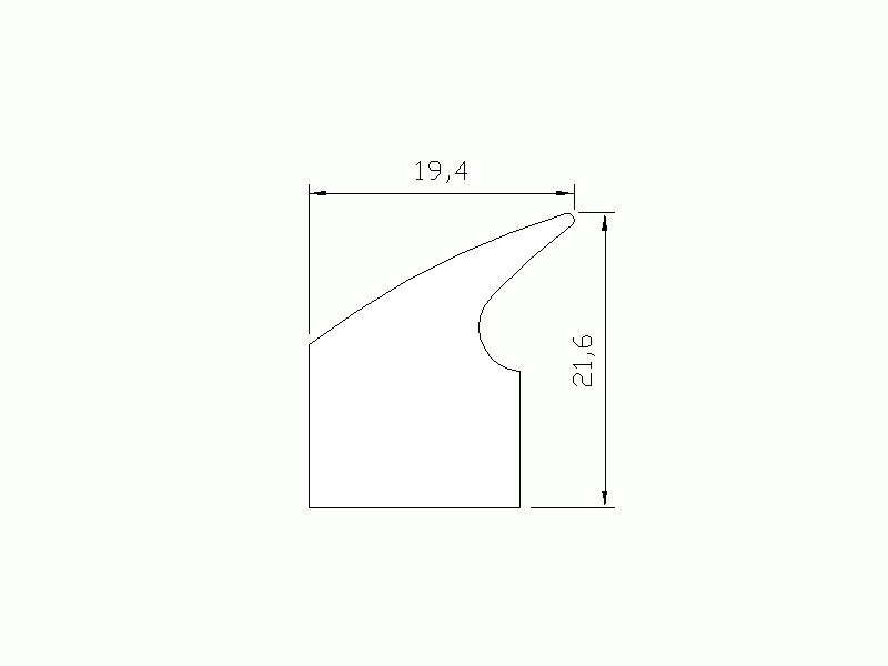 Perfil de Silicona P40484 - formato tipo Labiado - forma irregular