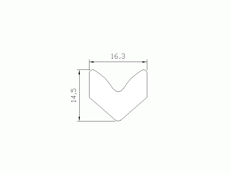 Perfil de Silicona P405A - formato tipo Cuernos - forma irregular