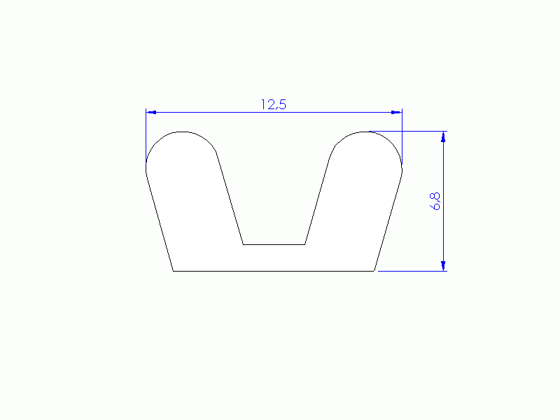 Perfil de Silicona P40965CO - formato tipo U - forma irregular