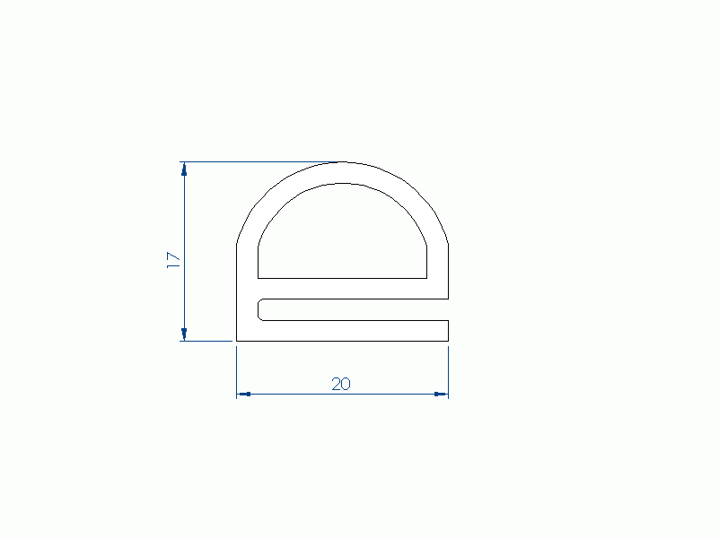 Perfil de Silicona P40965FZ - formato tipo e - forma irregular