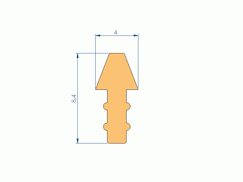 Perfil de Silicona P40965JE - formato tipo T - forma irregular