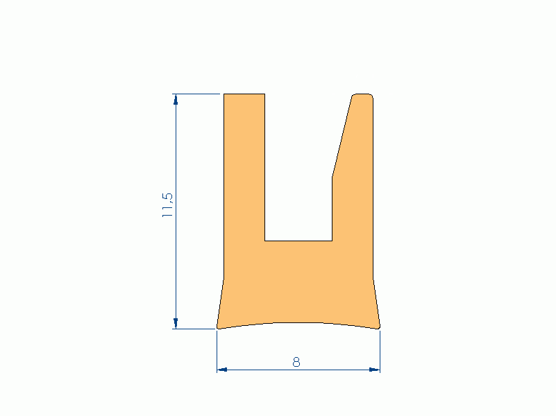 Perfil de Silicona P40965JL - formato tipo U - forma irregular