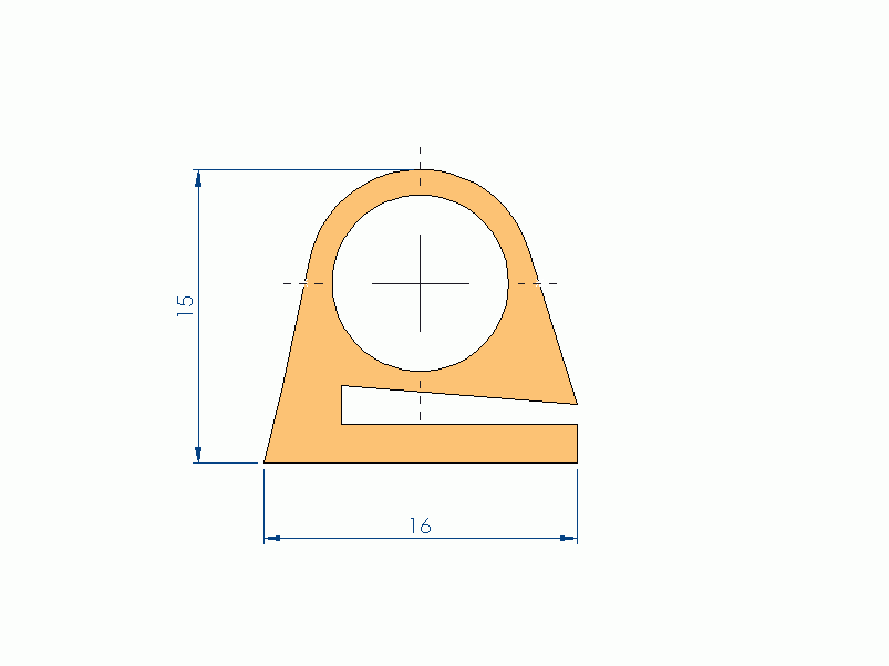 Perfil de Silicona P40965KR - formato tipo e - forma irregular