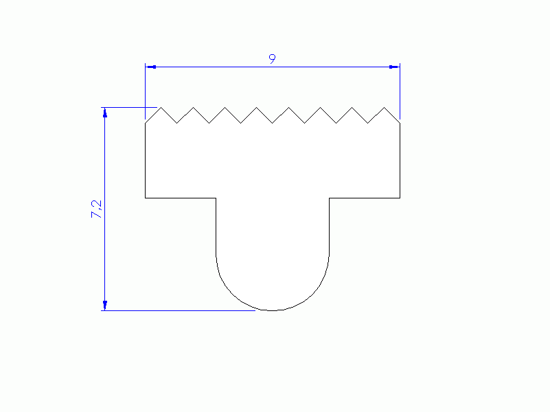 Perfil de Silicona P40965M - formato tipo T - forma irregular