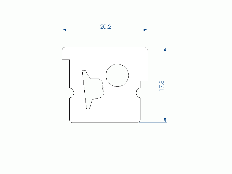 Perfil de Silicona P40965MA - formato tipo Doble Agujero - forma irregular