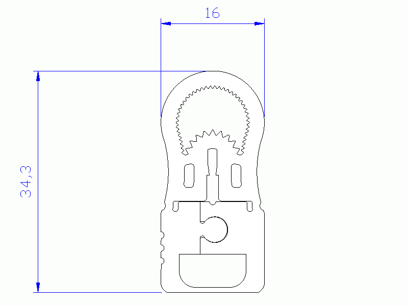 Perfil de Silicona P41D - formato tipo Doble Agujero - forma irregular