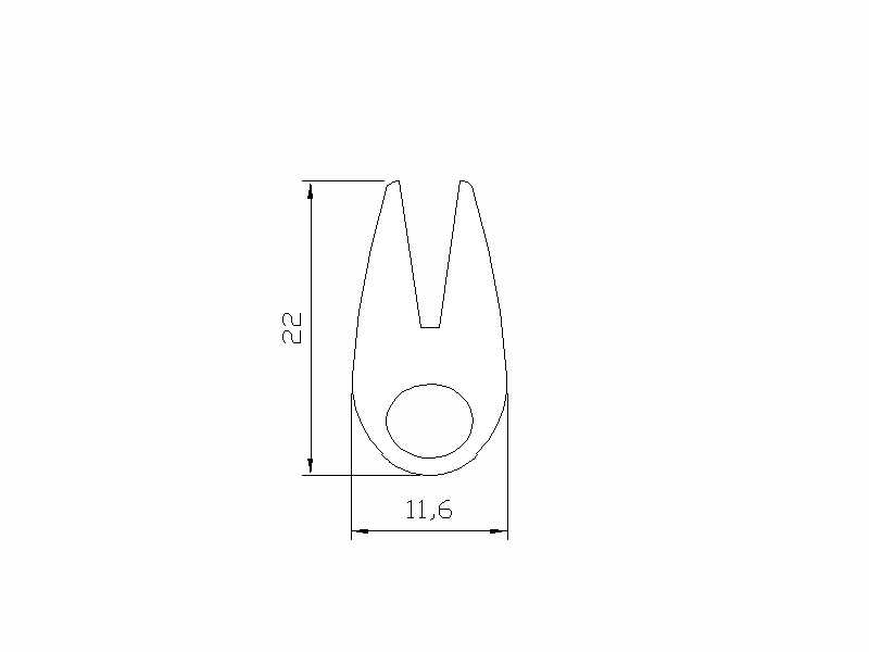 Perfil de Silicona P436A - formato tipo U - forma irregular