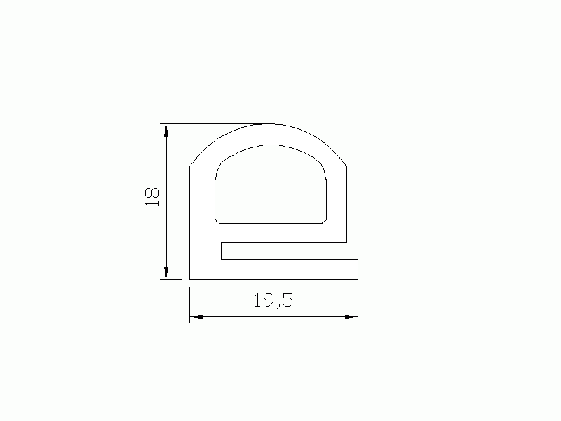 Perfil de Silicona P440 - formato tipo e - forma irregular