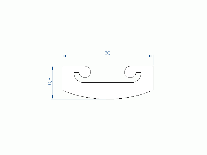 Perfil de Silicona P4493C - formato tipo U - forma irregular