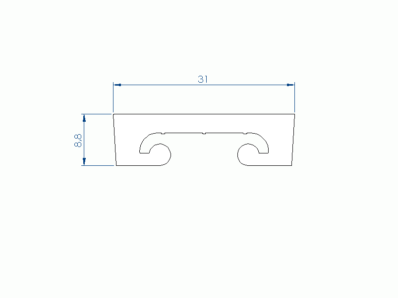 Perfil de Silicona P4493D - formato tipo U - forma irregular