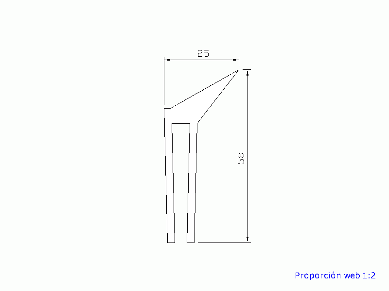 Perfil de Silicona P454B - formato tipo h - forma irregular