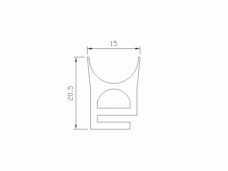 Perfil de Silicona P467A - formato tipo e - forma irregular