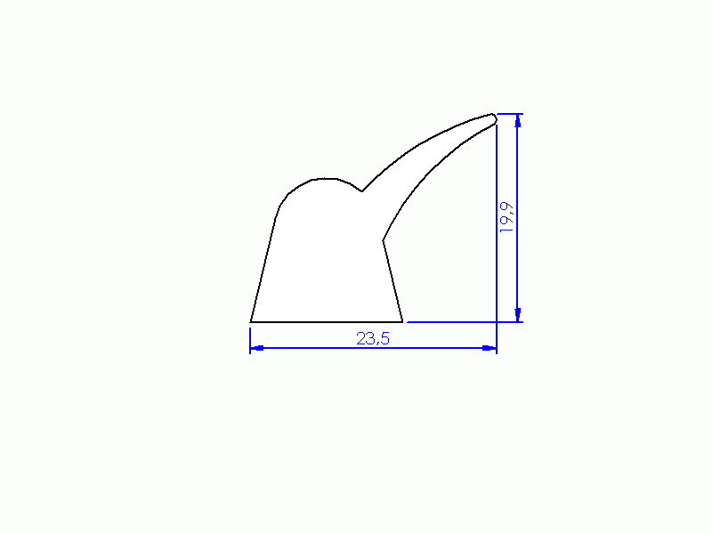 Perfil de Silicona P471 - formato tipo Labiado - forma irregular