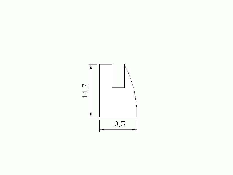 Perfil de Silicona P483 - formato tipo U - forma irregular