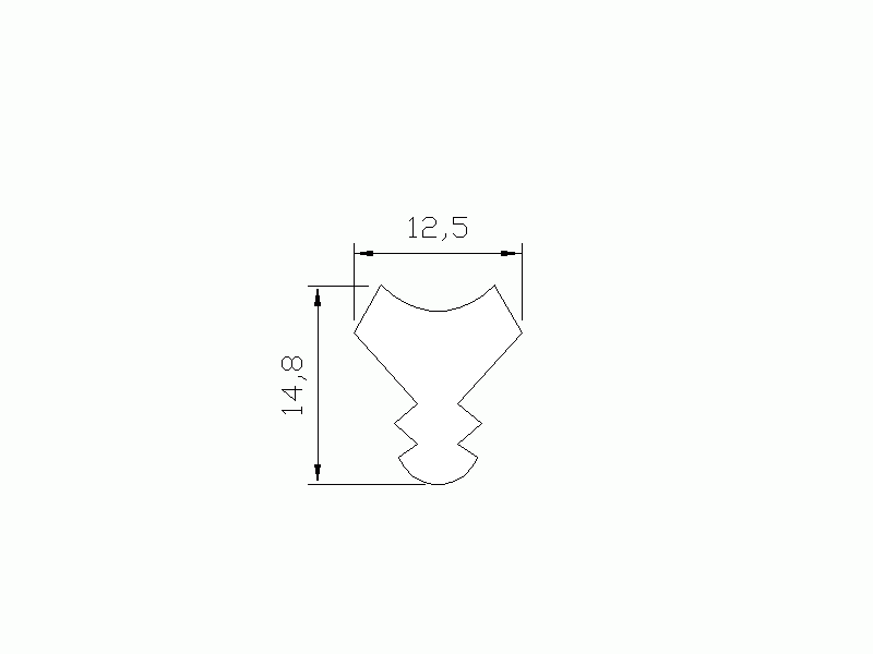 Perfil de Silicona P487 - formato tipo Cuernos - forma irregular