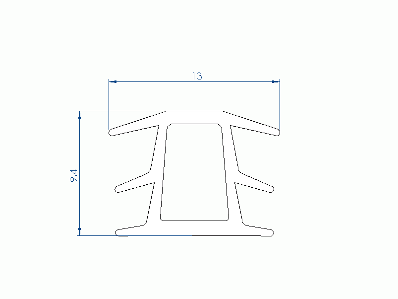 Perfil de Silicona P48788G - formato tipo Doble Agujero - forma irregular