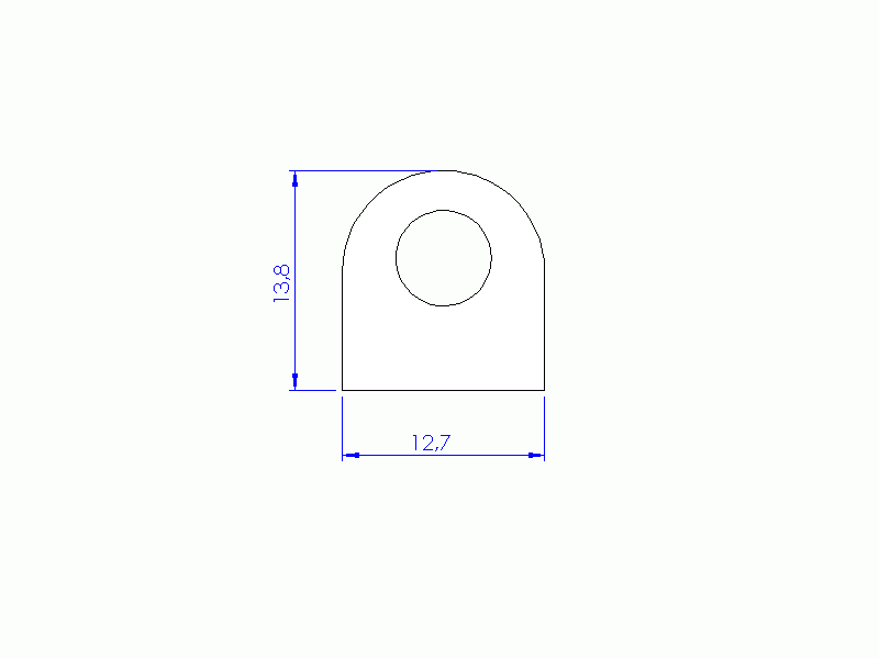 Perfil de Silicona P500-153 - formato tipo D - forma irregular